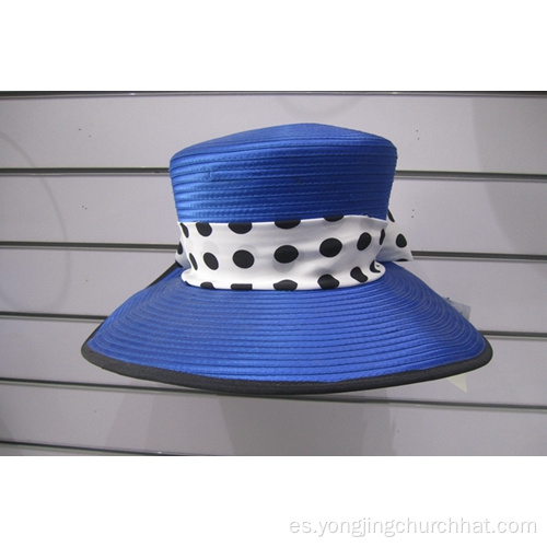 Big Brim Satin Ribbon de mujeres Sombreros de iglesia formal